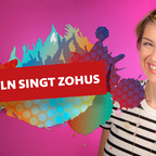 Moderatorin Sabine Heinrich und Logo der Sendung "KÖLN SINGT ZOHUS"